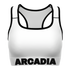 White with Black Trim Longline Sports Bra - Arcadia Apparel
