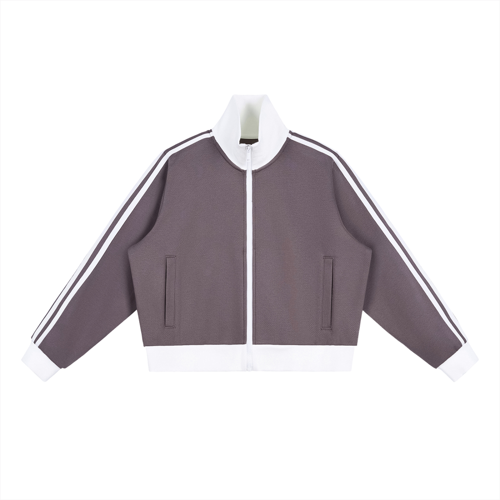 all,arcaprl,arcadia apparel,arcadia,contrast,side stripe,fleece,cropped,track,jacket