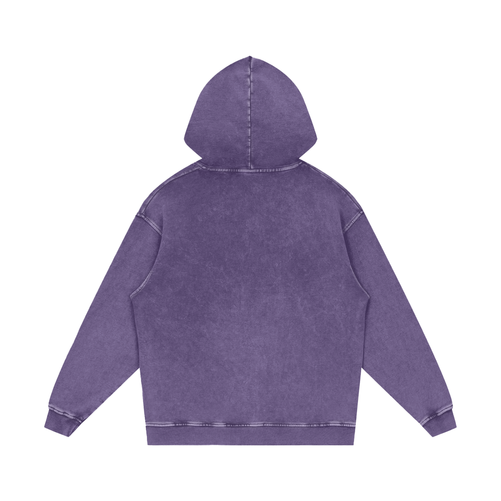 M | SNOW WASHED LOOSE COTTON HOODIE | with logo - Arcadia Apparel