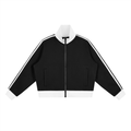 all,arcaprl,arcadia apparel,arcadia,contrast,side stripe,fleece,cropped,track,jacket