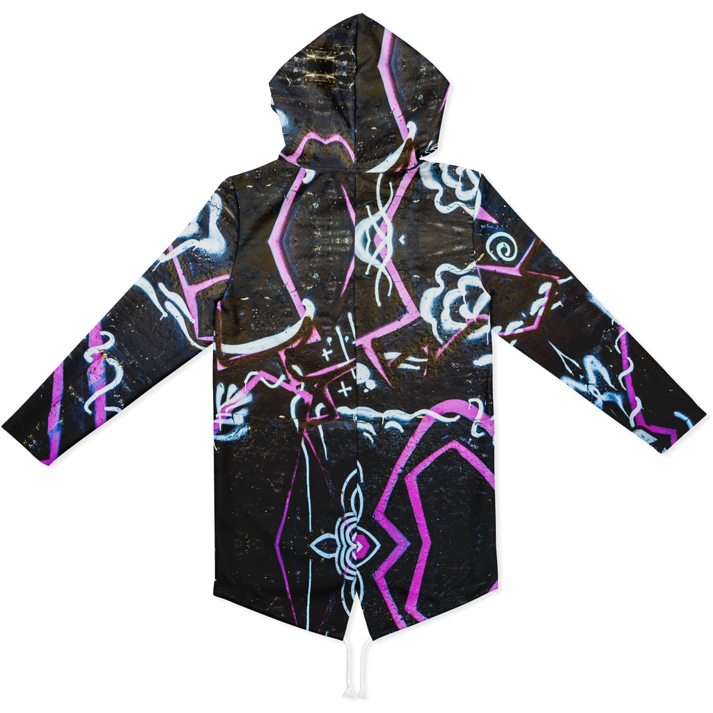 THE HORIZON HEAVYWEIGHT LONGLINE HOODIE | skull and graffiti - Arcadia Apparel
