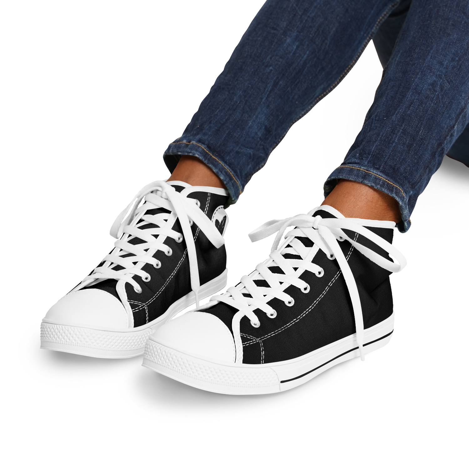 N | SNEAK | high top | black heart and stitches - Arcadia Apparel