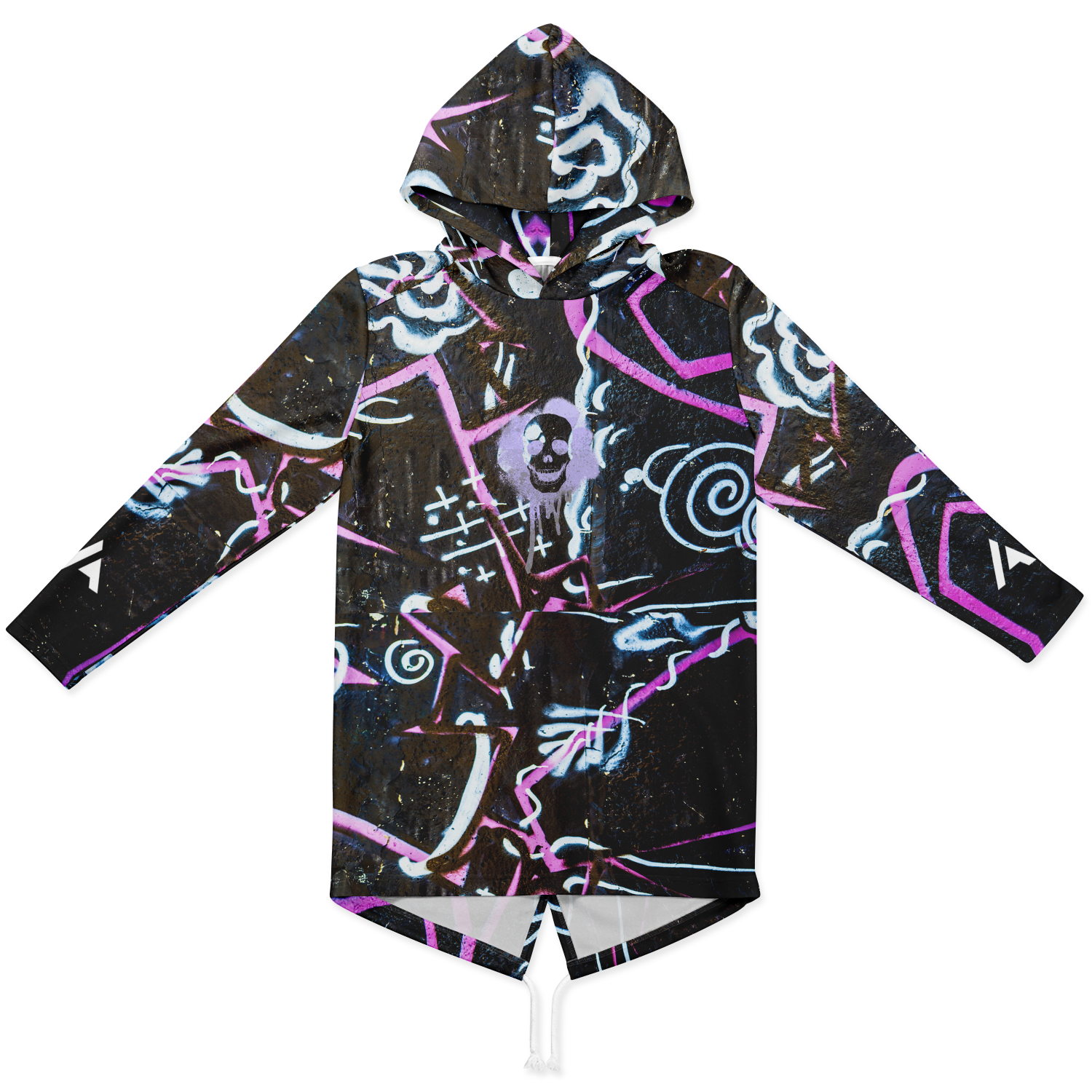 THE HORIZON HEAVYWEIGHT LONGLINE HOODIE | skull and graffiti
