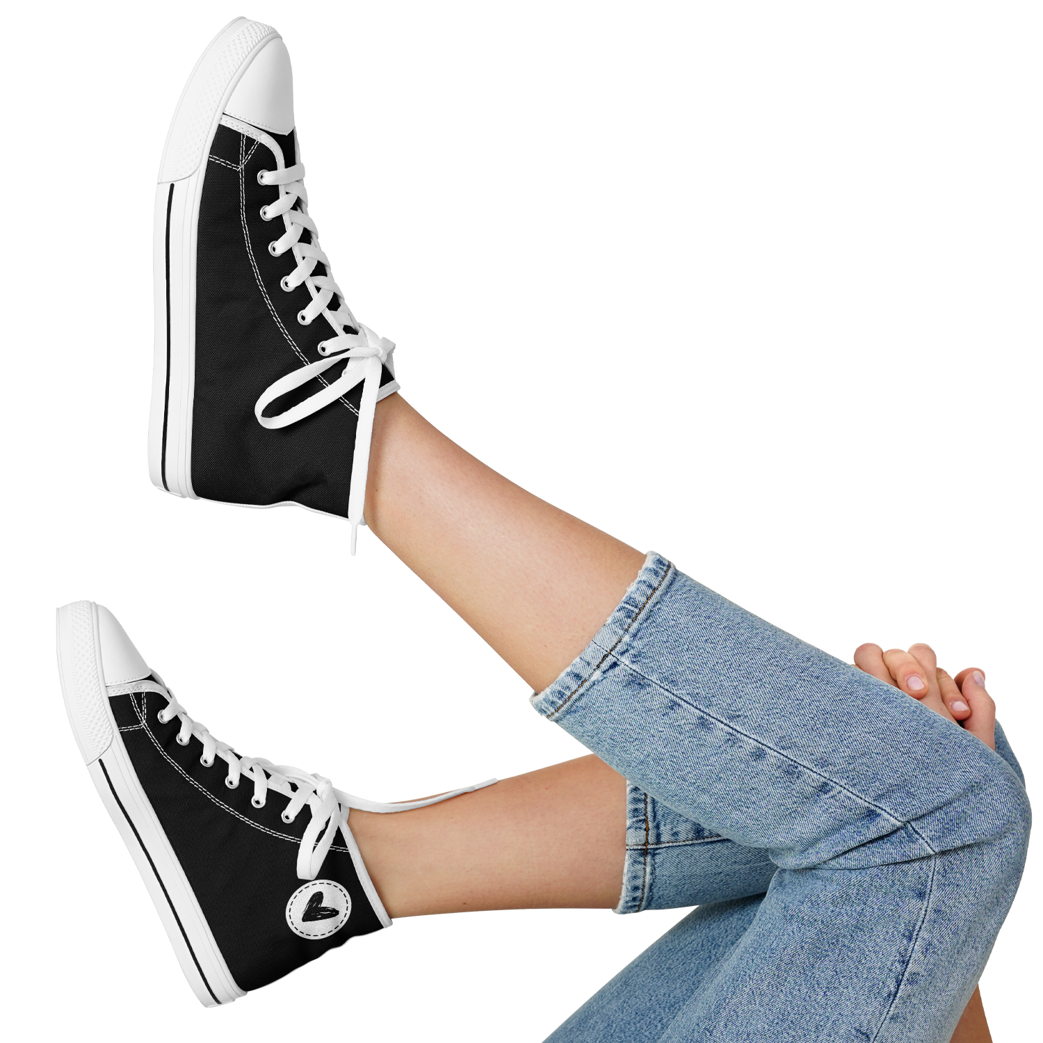 N | SNEAK | high top | black heart and stitches - Arcadia Apparel