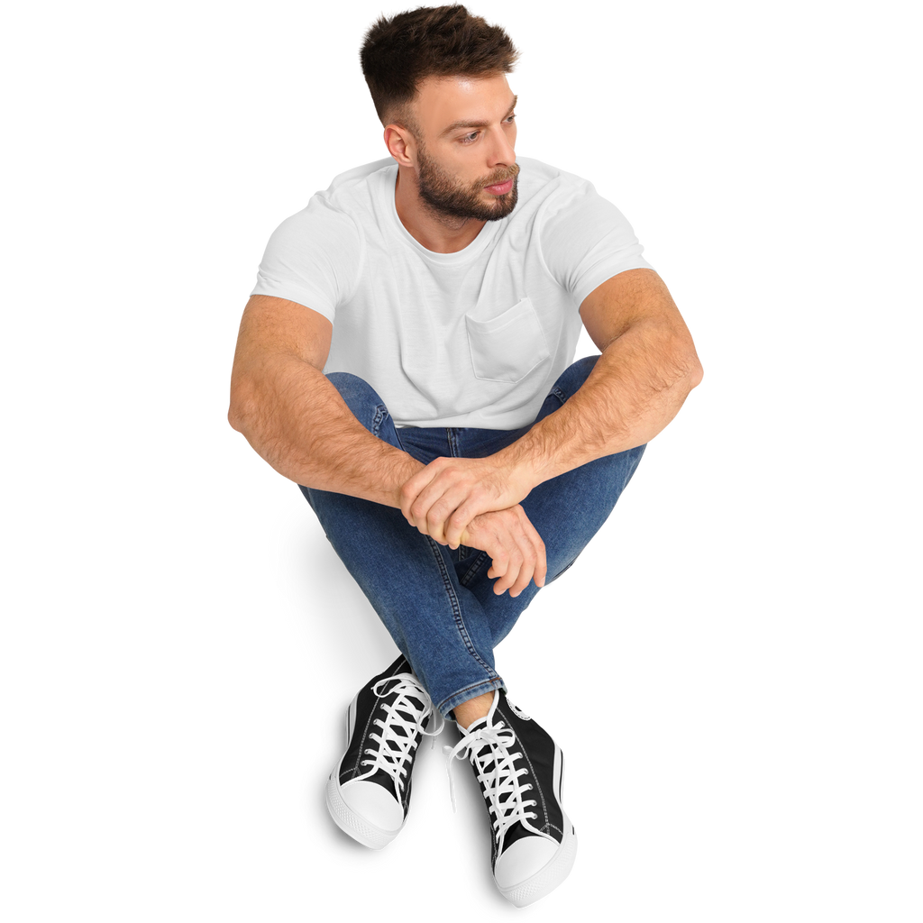 N | SNEAK | high top | black heart and stitches - Arcadia Apparel