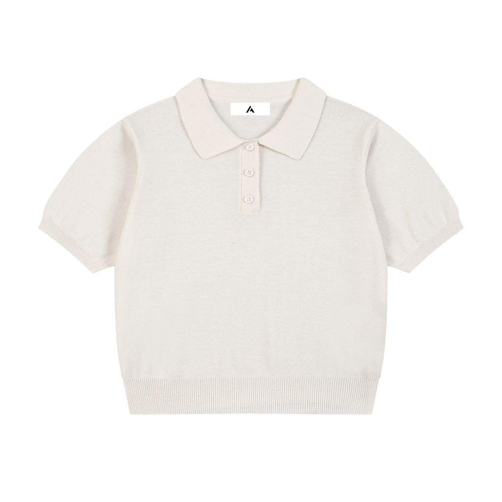 all,arcaprl,womens,women,womans,woman,knit,cotton,polo,shirt,upper,body,half,button,boxy