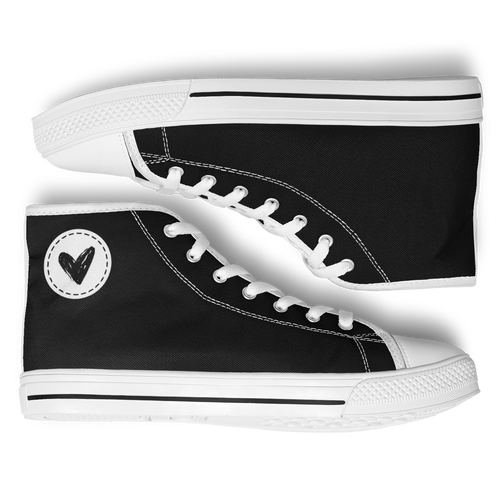N | SNEAK | high top | black heart and stitches - Arcadia Apparel