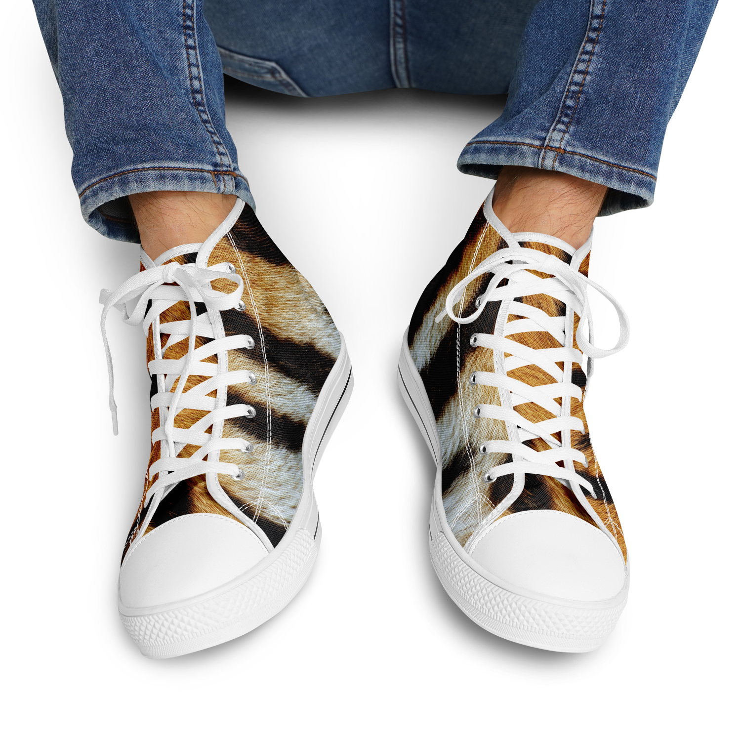 SNE4K | high top | tiger stripes | white details