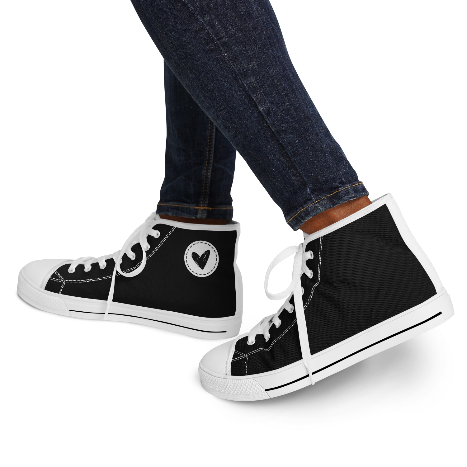 N | SNEAK | high top | black heart and stitches - Arcadia Apparel
