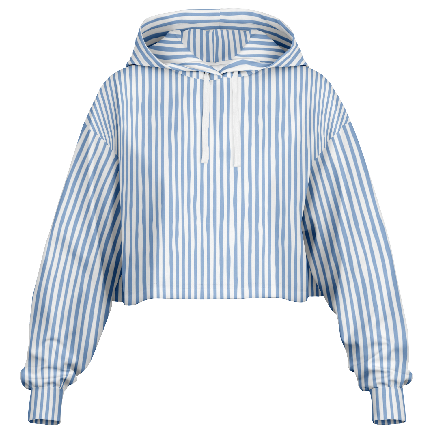 WOMEN'S SUMMIT CROPPED HOODIE | vertical blue and white lines pattern
