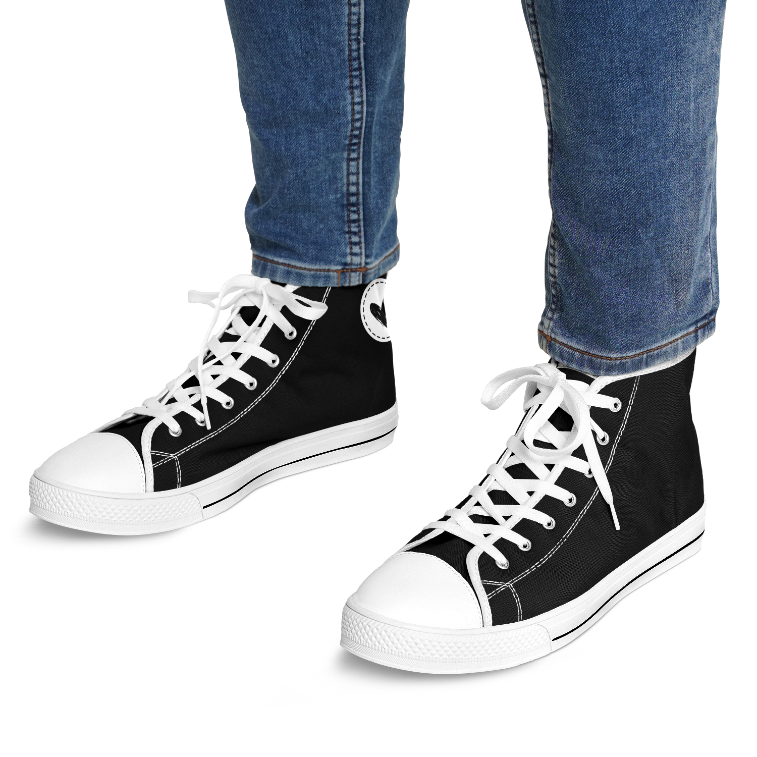 N | SNEAK | high top | black heart and stitches - Arcadia Apparel