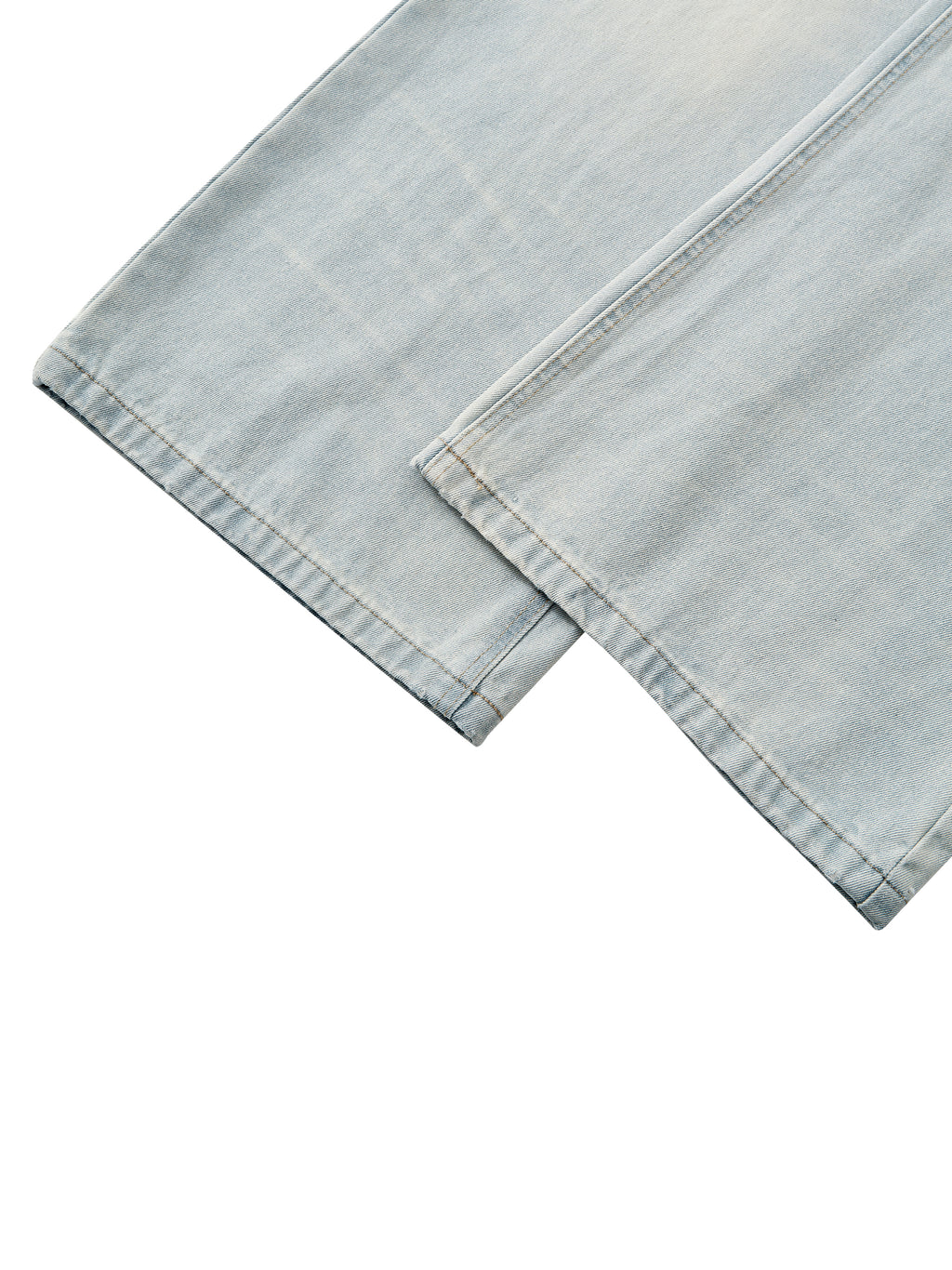 M | vintage-wash wide-leg denim jeans