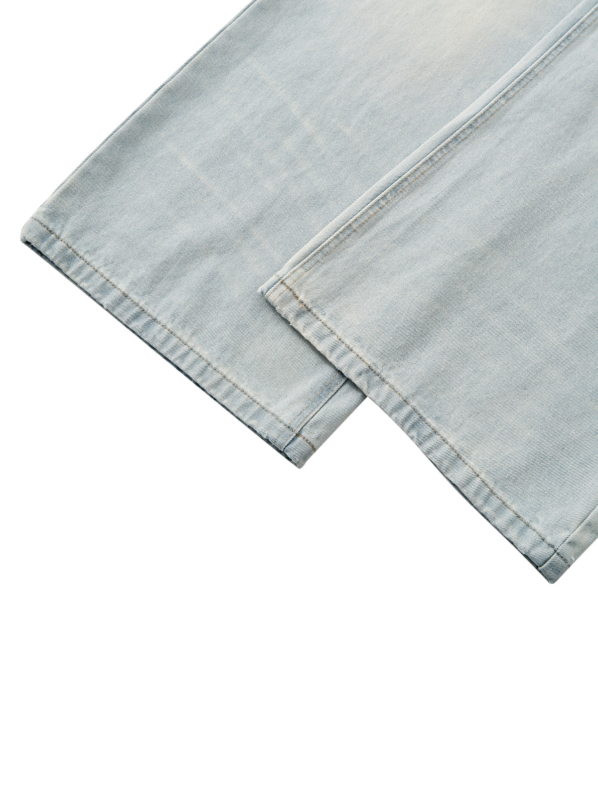 M | vintage-wash wide-leg denim jeans