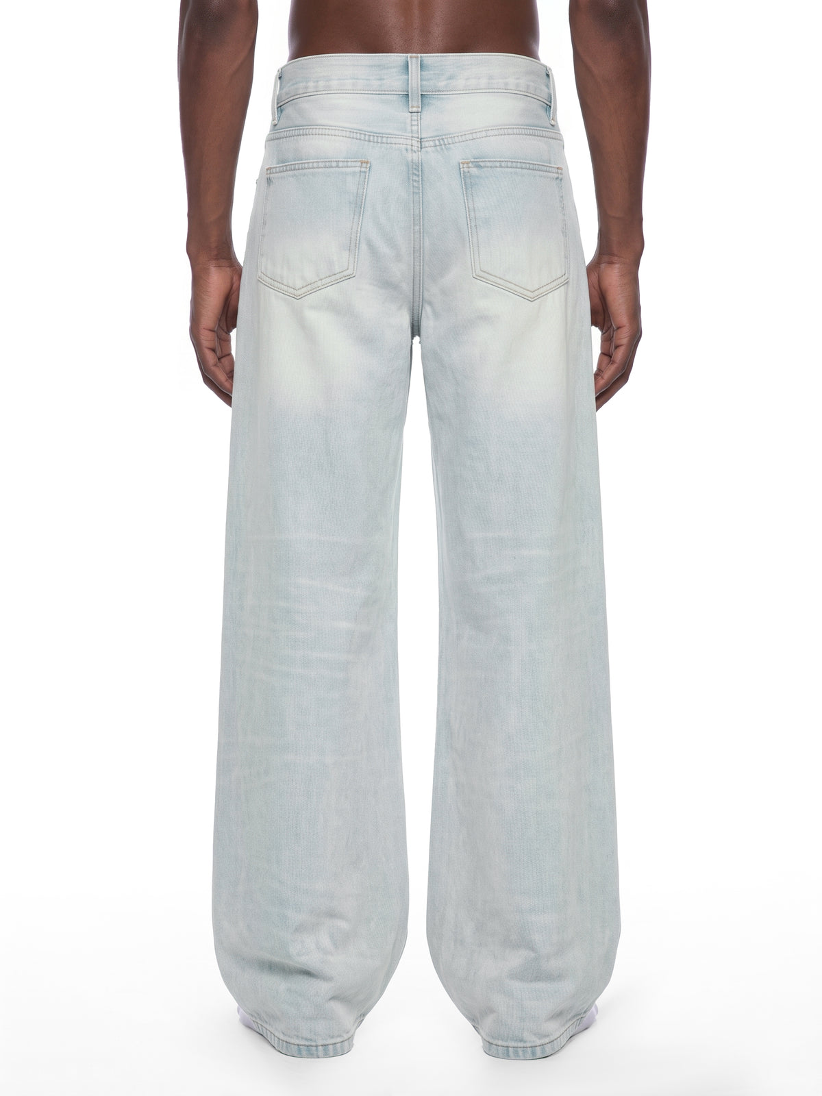 M | vintage-wash wide-leg denim jeans