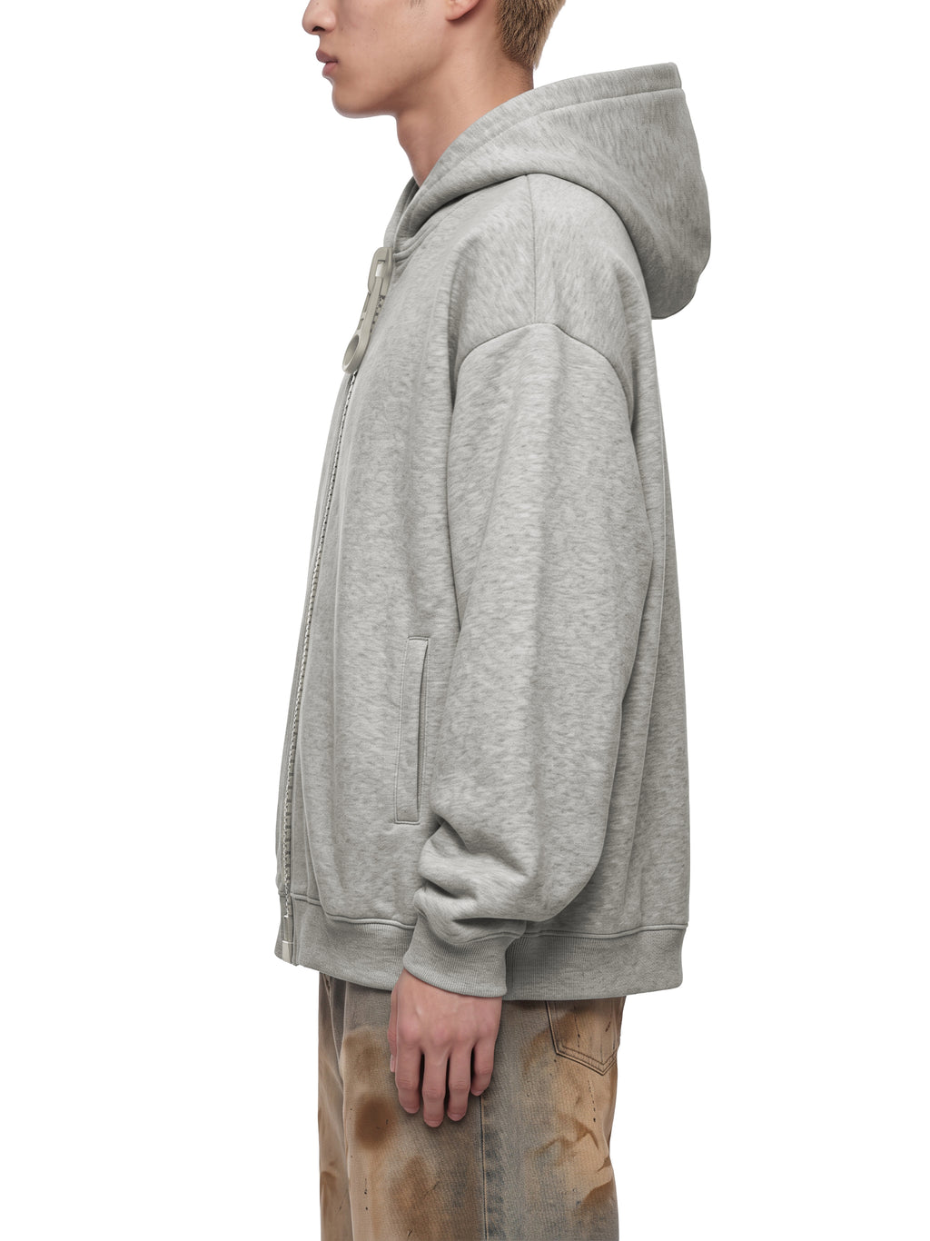 O | U oversized fleece chunky-zip hoodie