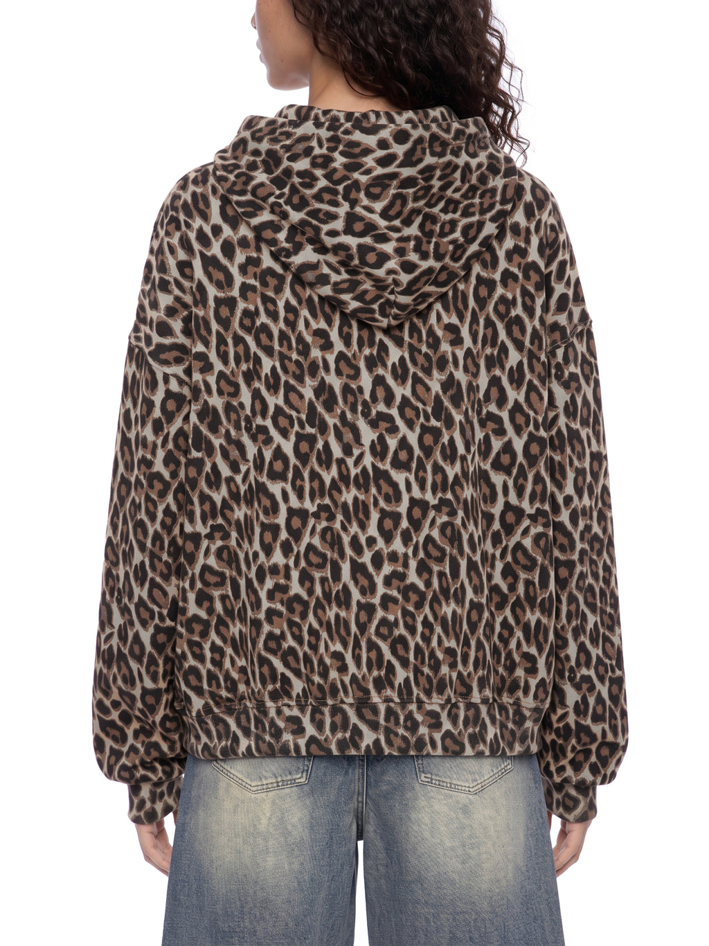 O | leopard full zip hoodie