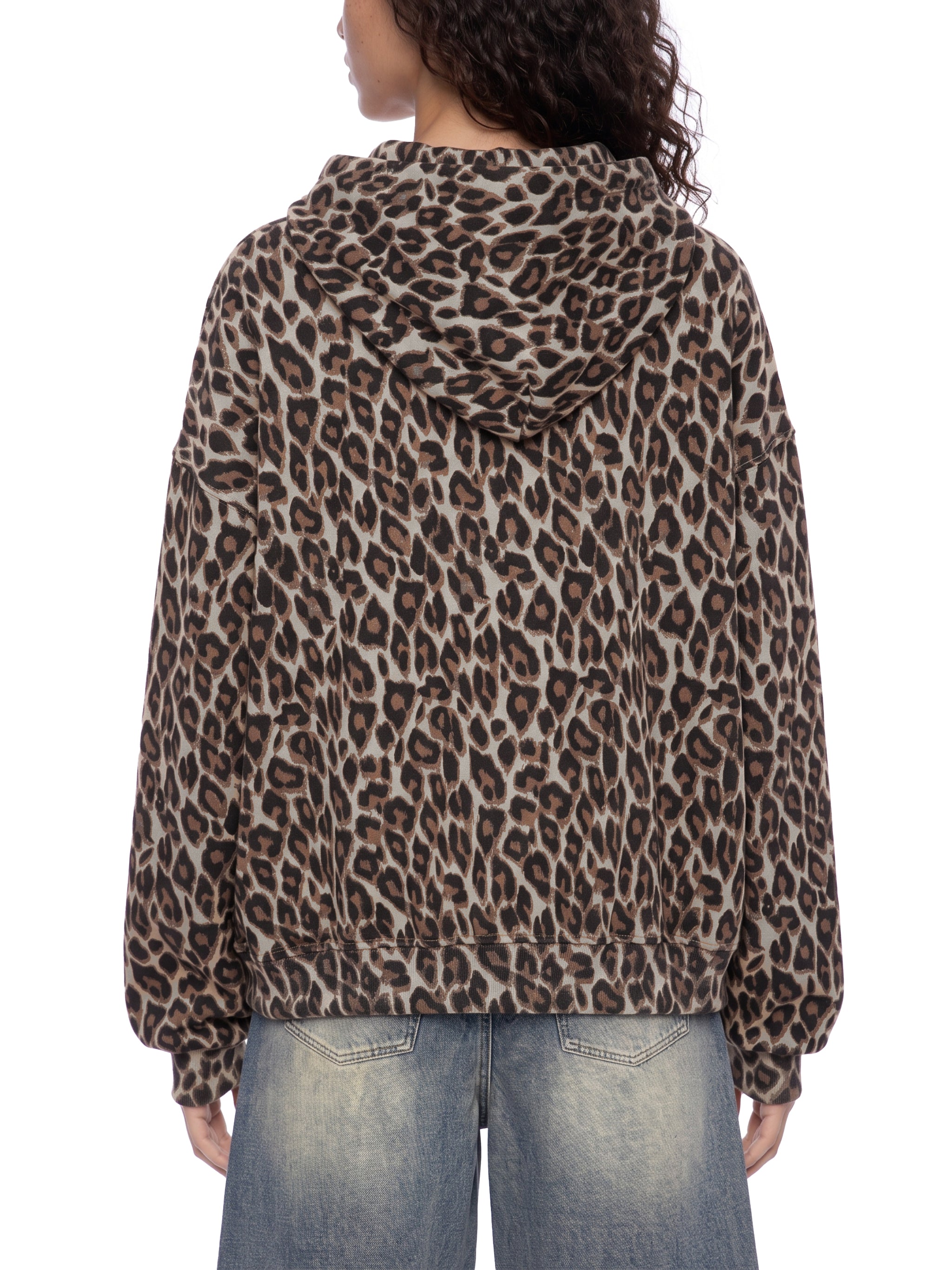 O | leopard full zip hoodie