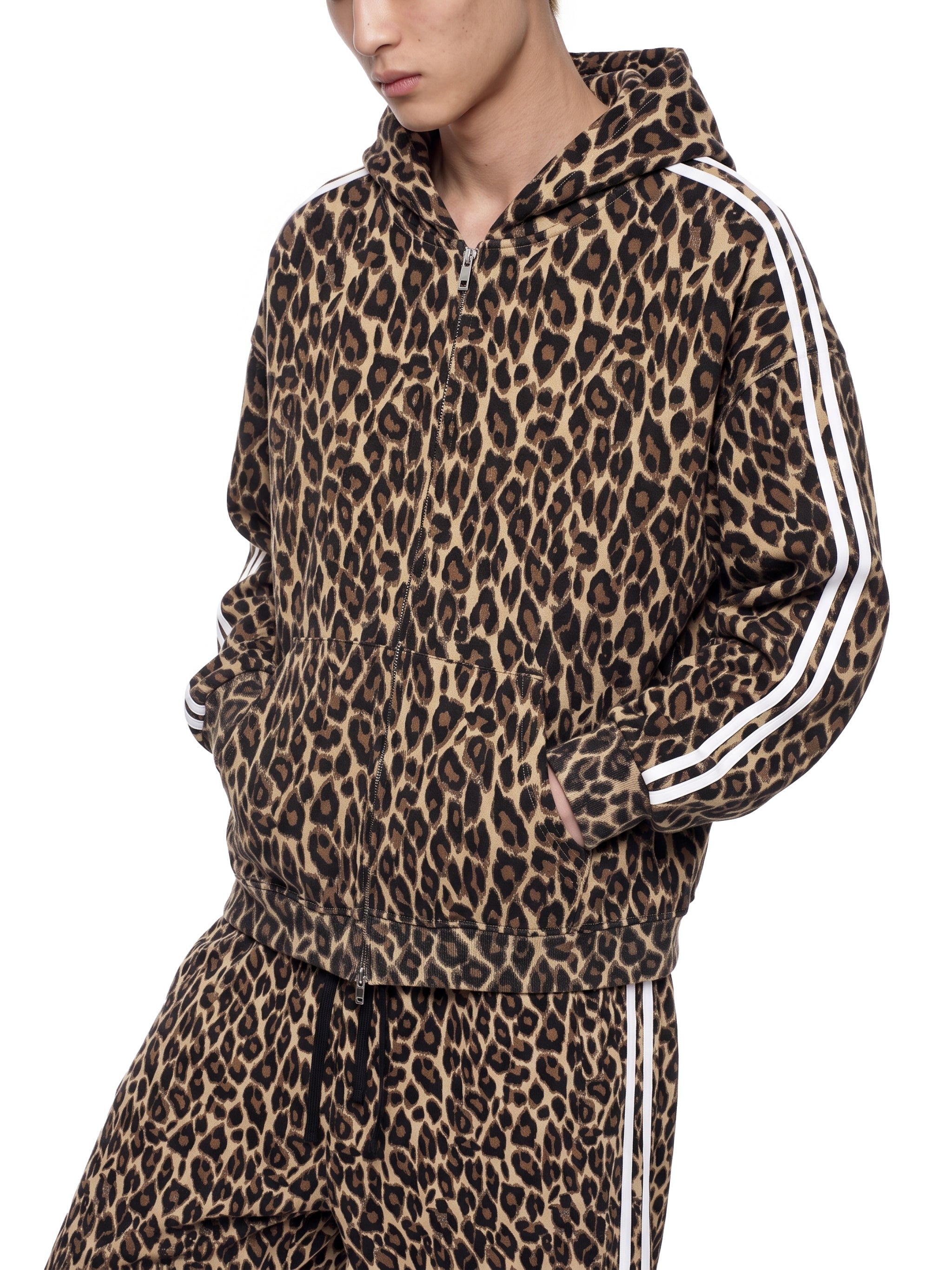 O | leopard full zip hoodie