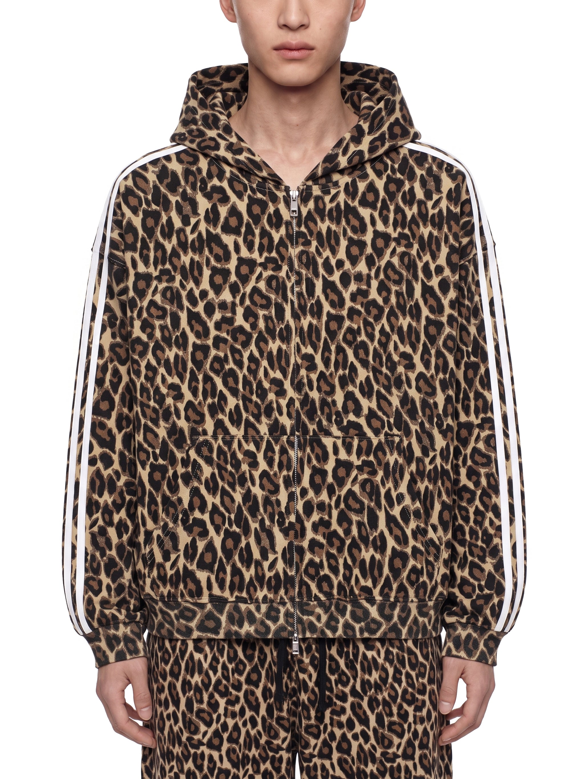 O | leopard full zip hoodie