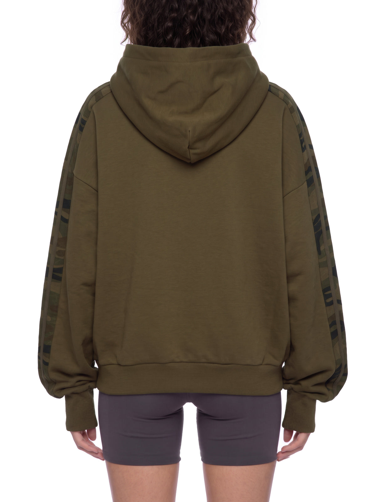 O | boxy camo-panelled hoodie