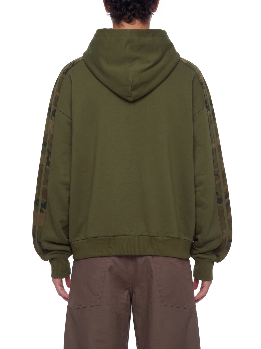 O | boxy camo-panelled hoodie