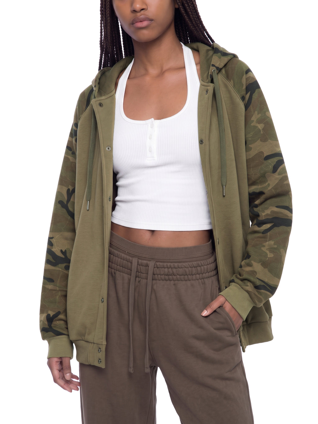 O | camo-splice raglan zip hoodie