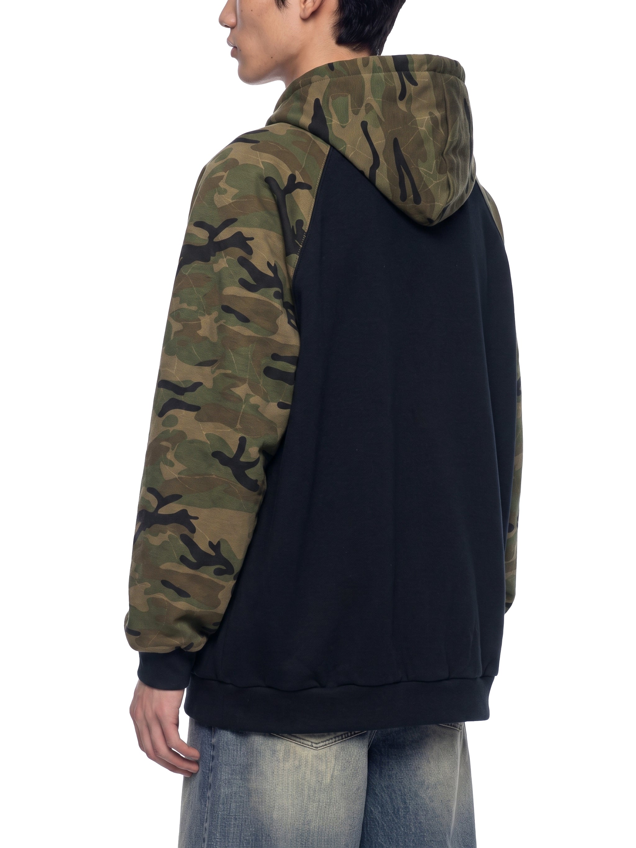 O | camo-splice raglan zip hoodie