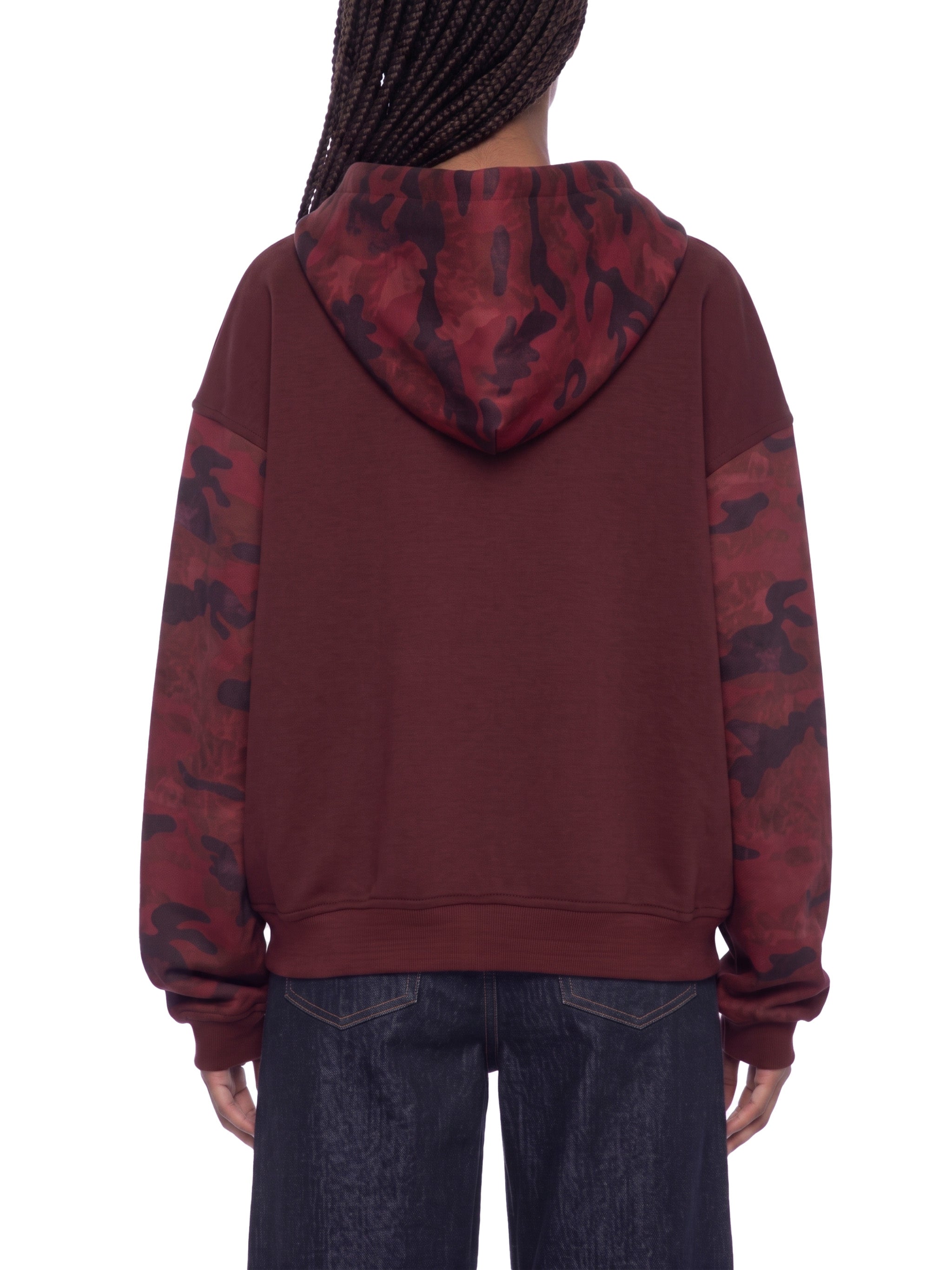O | colourblock camo full zip boxy hoodie