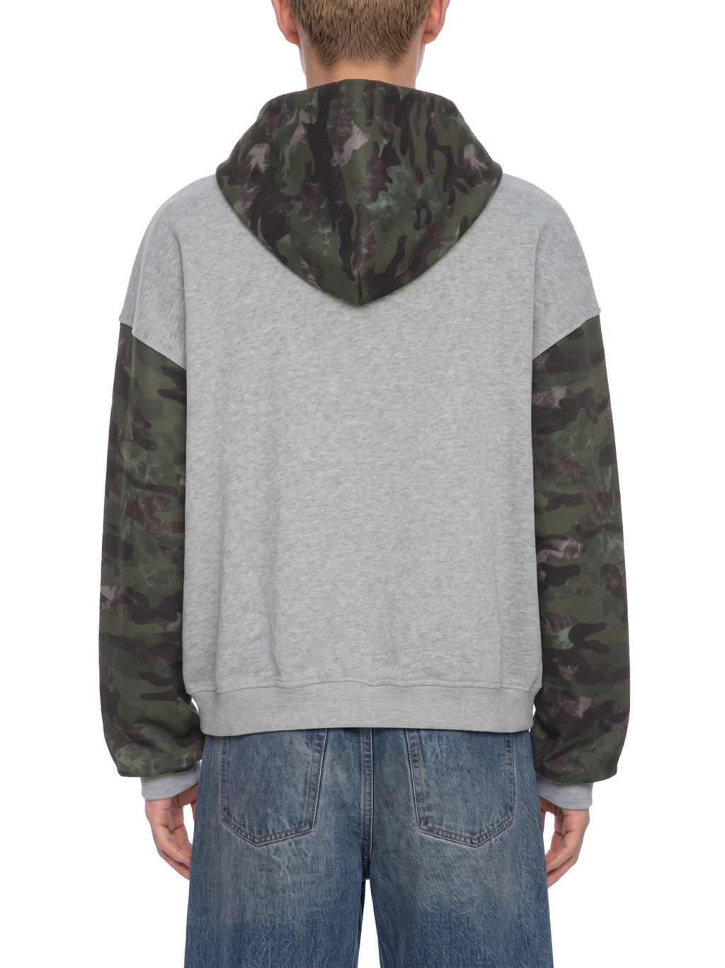 O | colourblock camo full zip boxy hoodie