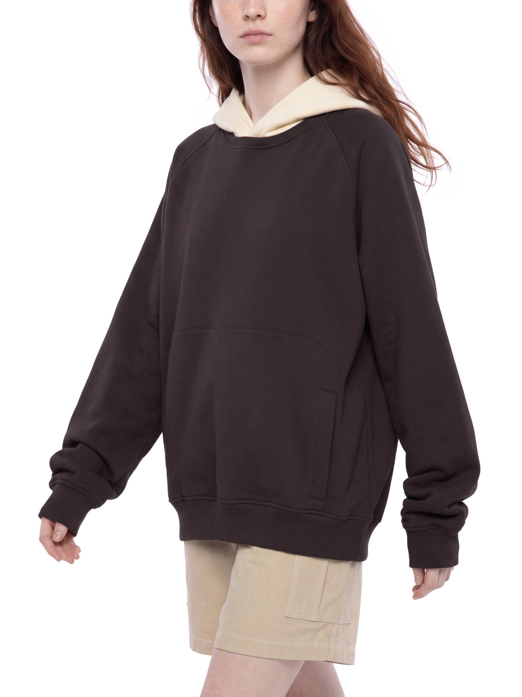 O | fleece raglan colour block hoodie