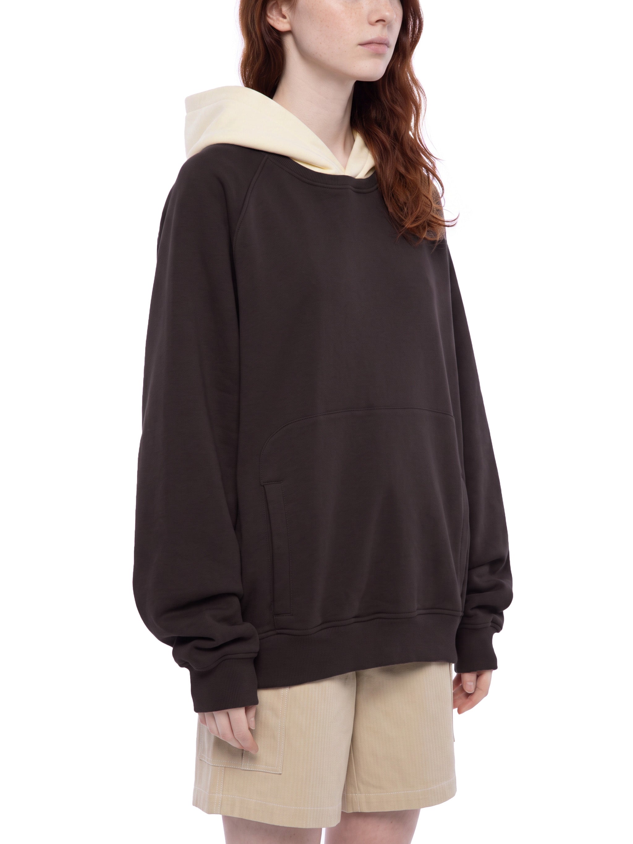 O | fleece raglan colour block hoodie