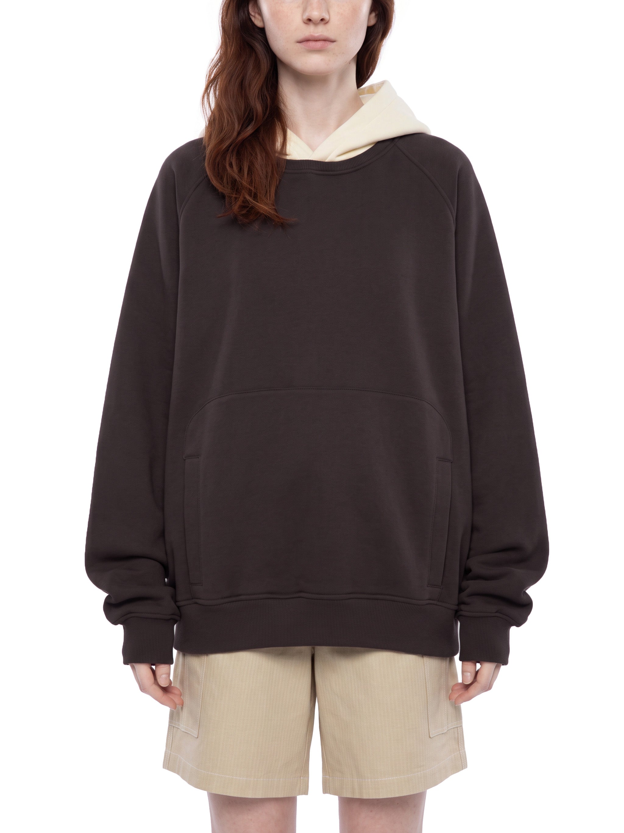 O | fleece raglan colour block hoodie