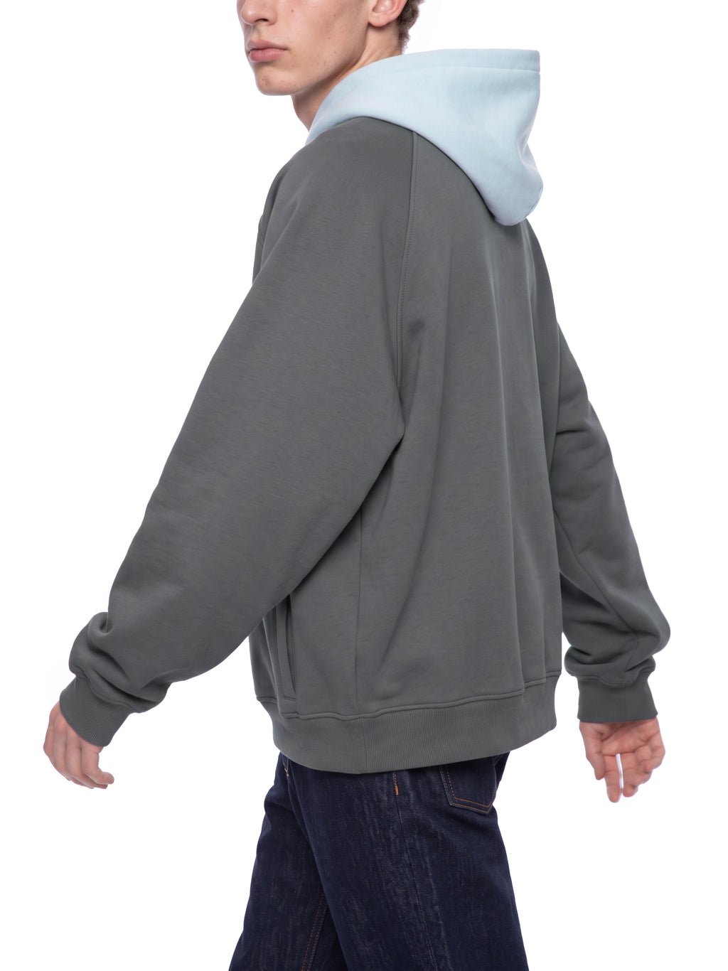 O | fleece raglan colour block hoodie