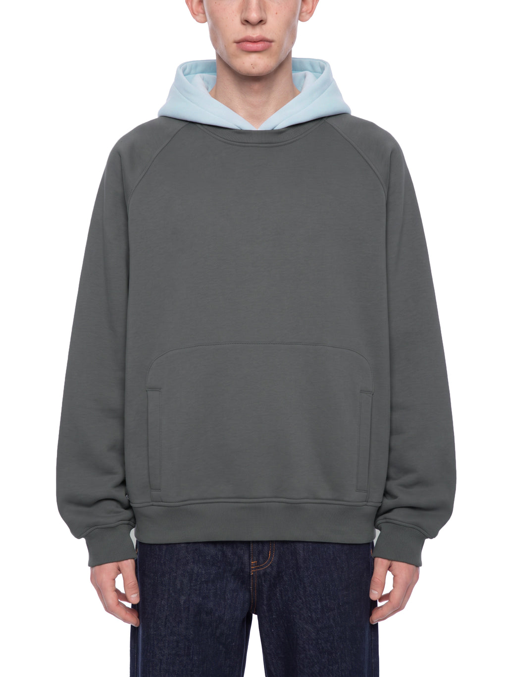 O | fleece raglan colour block hoodie