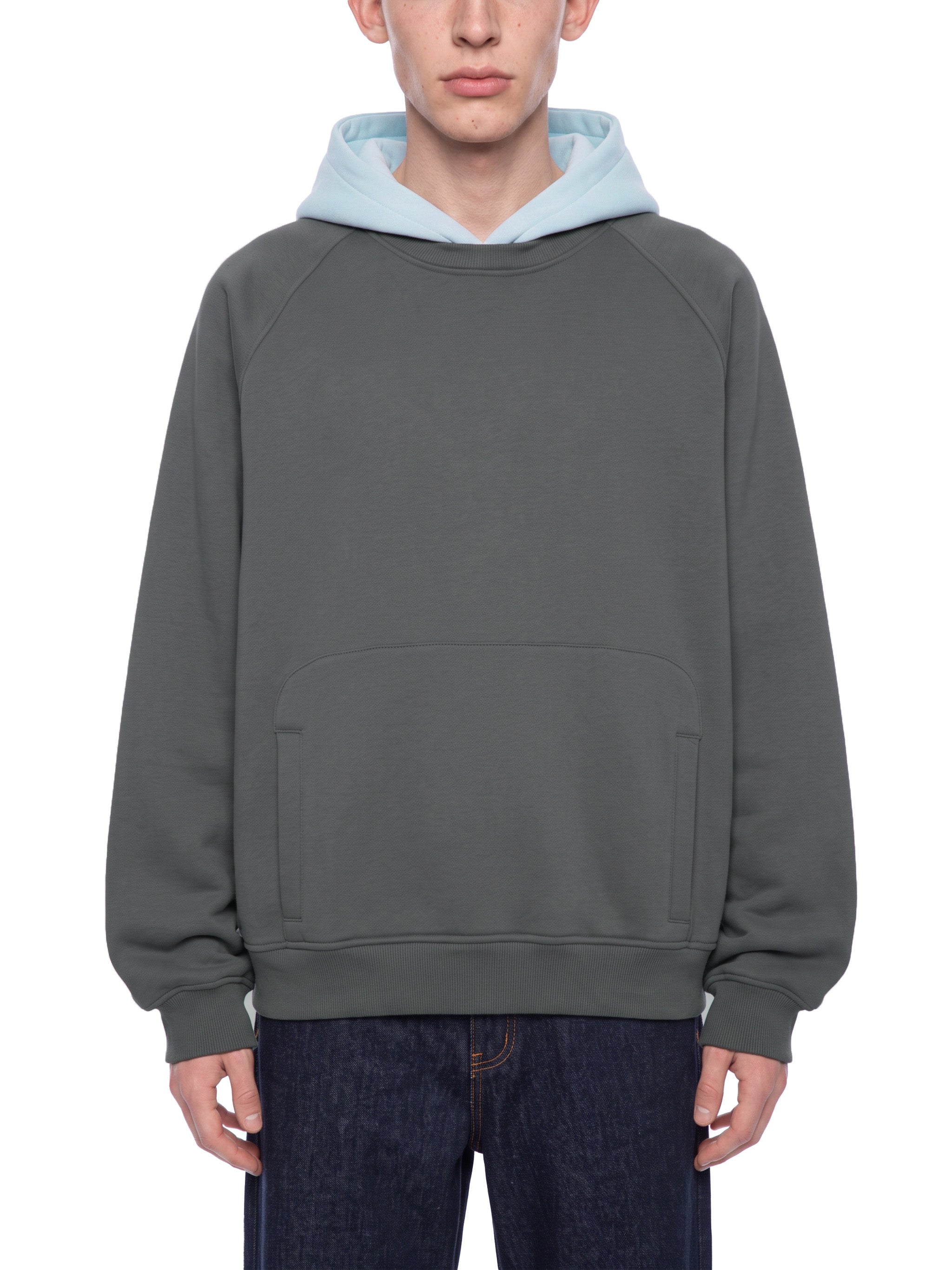 O | fleece raglan colour block hoodie