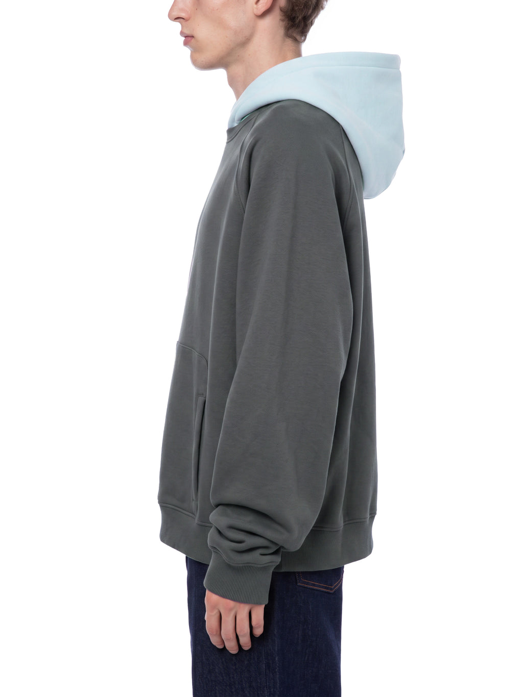 O | fleece raglan colour block hoodie