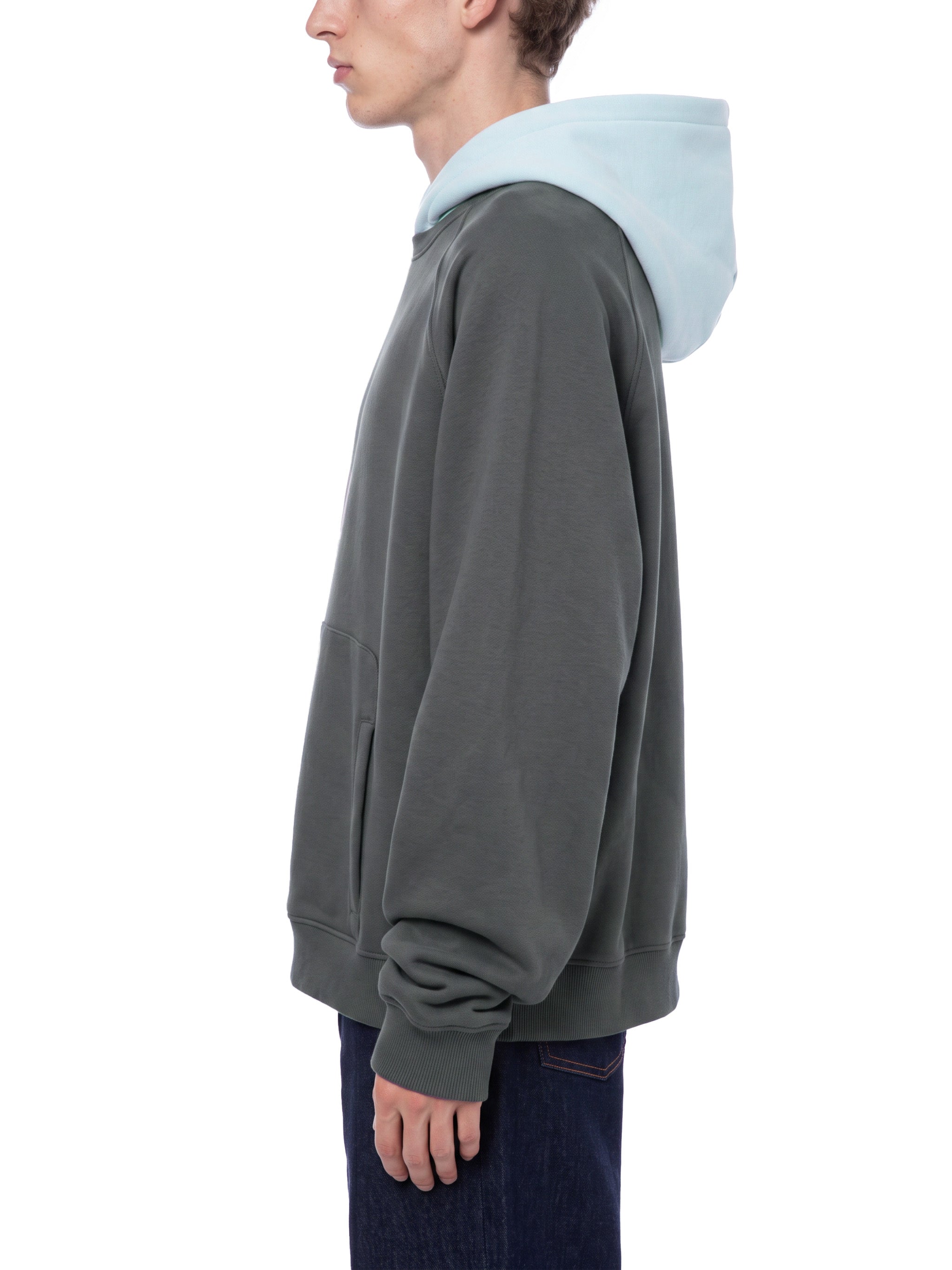 O | fleece raglan colour block hoodie