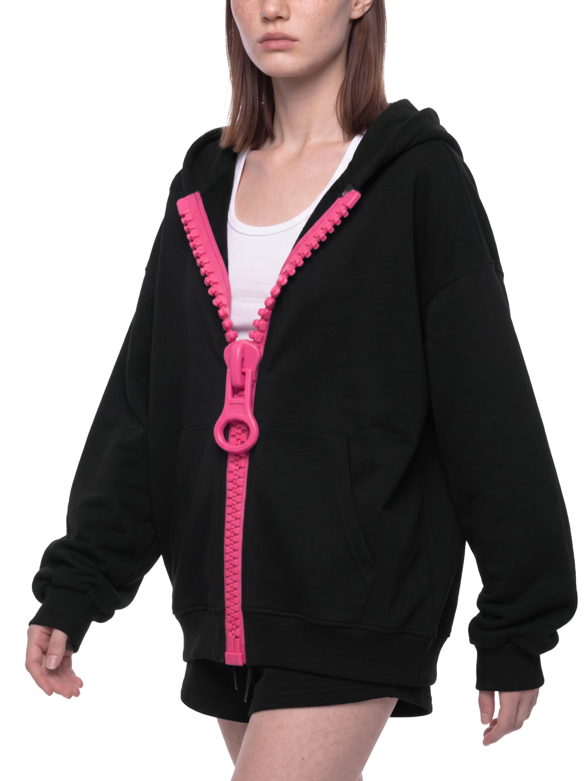 O | oversized chunky-zip boxy hoodie