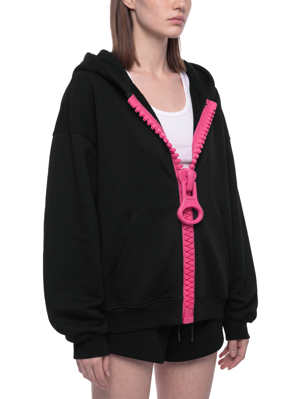 O | oversized chunky-zip boxy hoodie