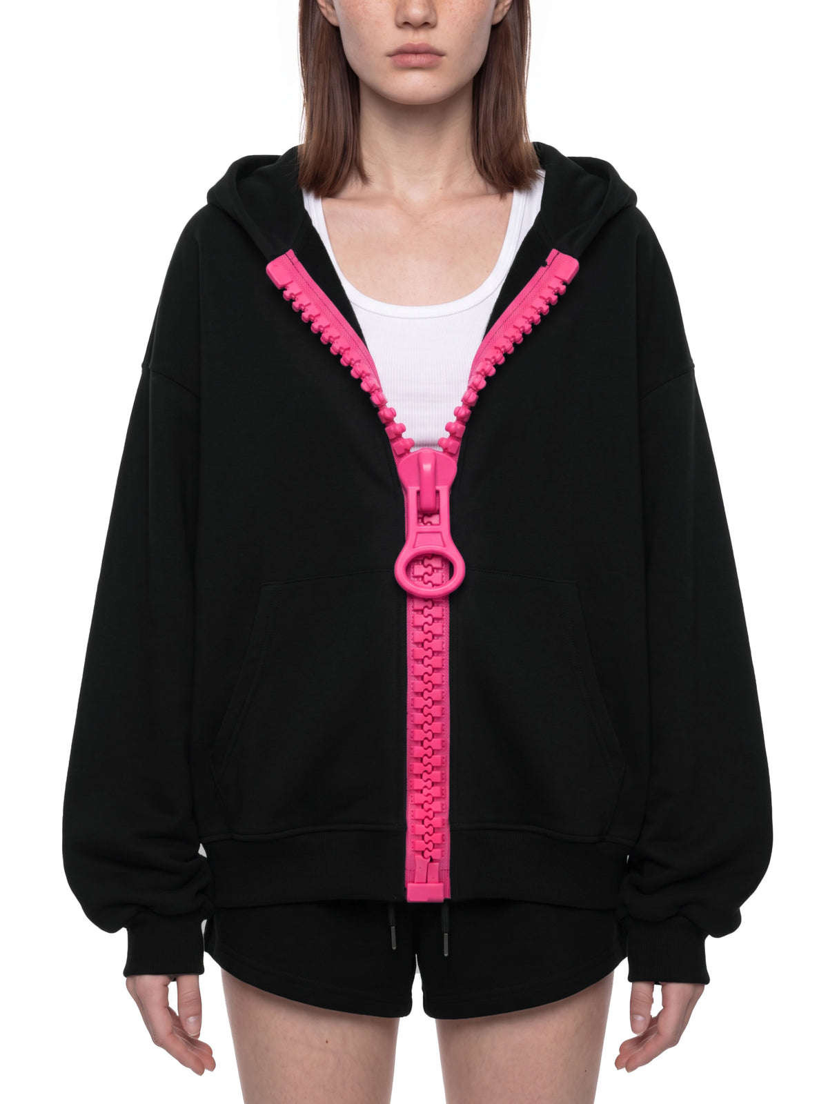 O | oversized chunky-zip boxy hoodie