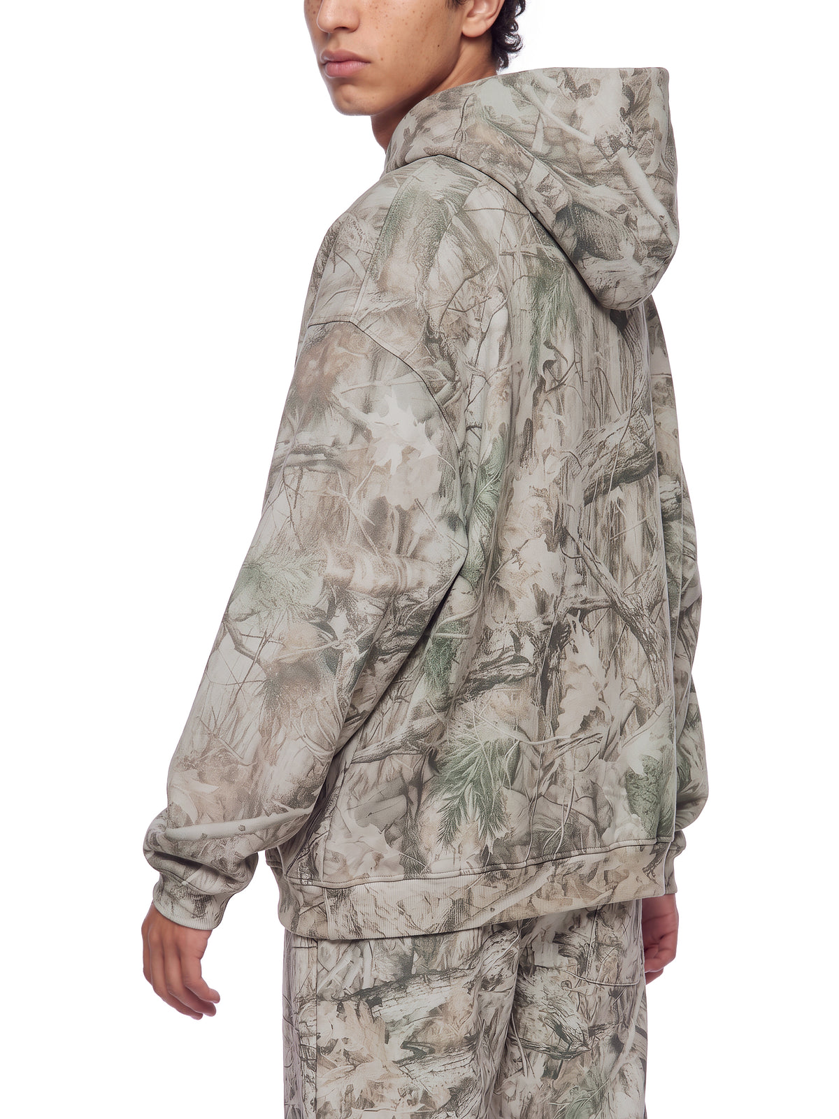 O | oversized fleece tree camo hoodie