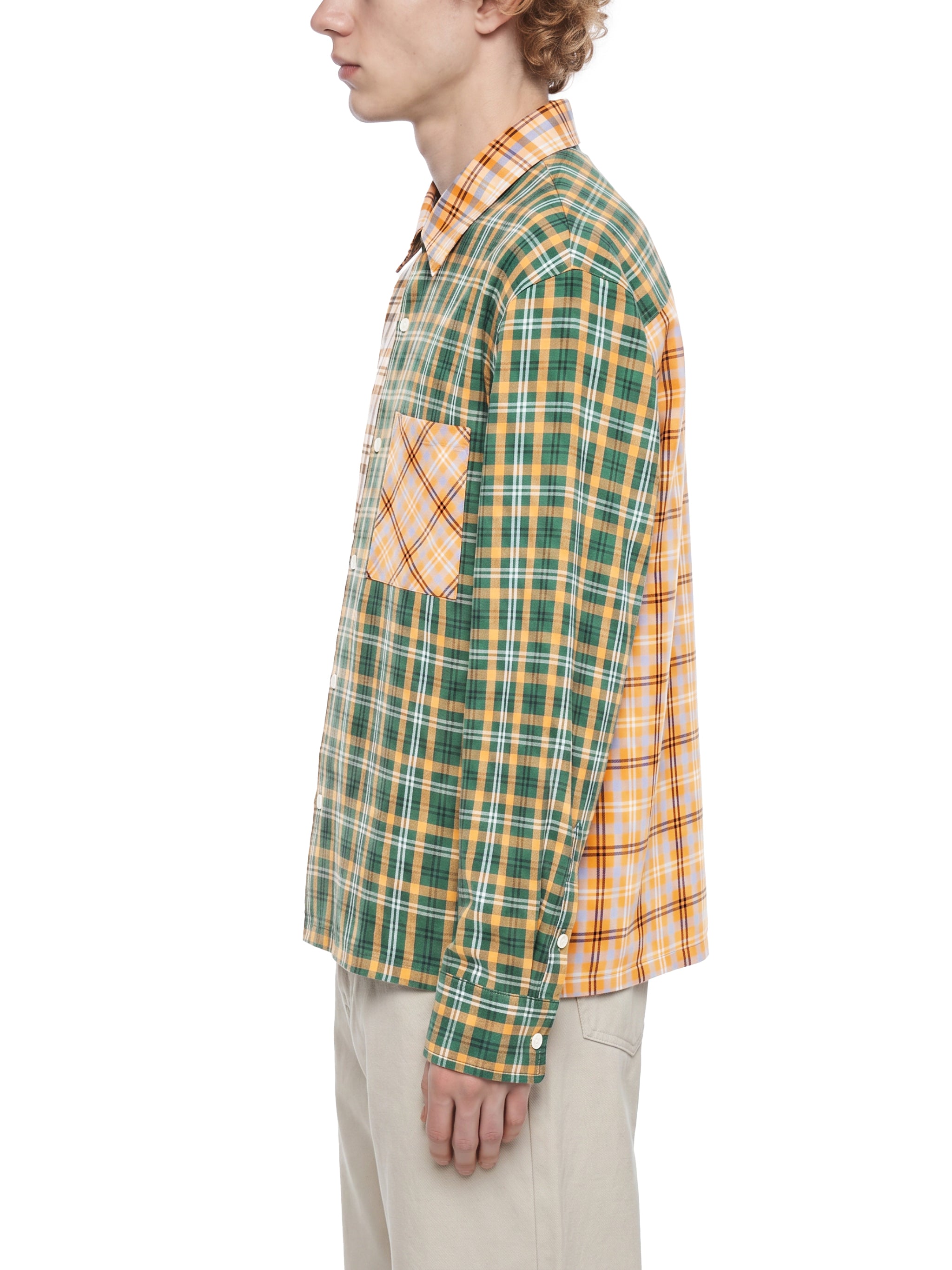 O | oversized plaid colour block shirt