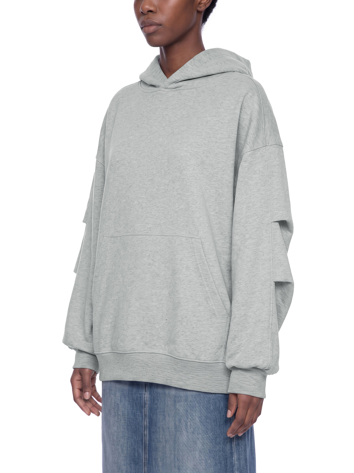 O | heavyweight ruched sleeves hoodie
