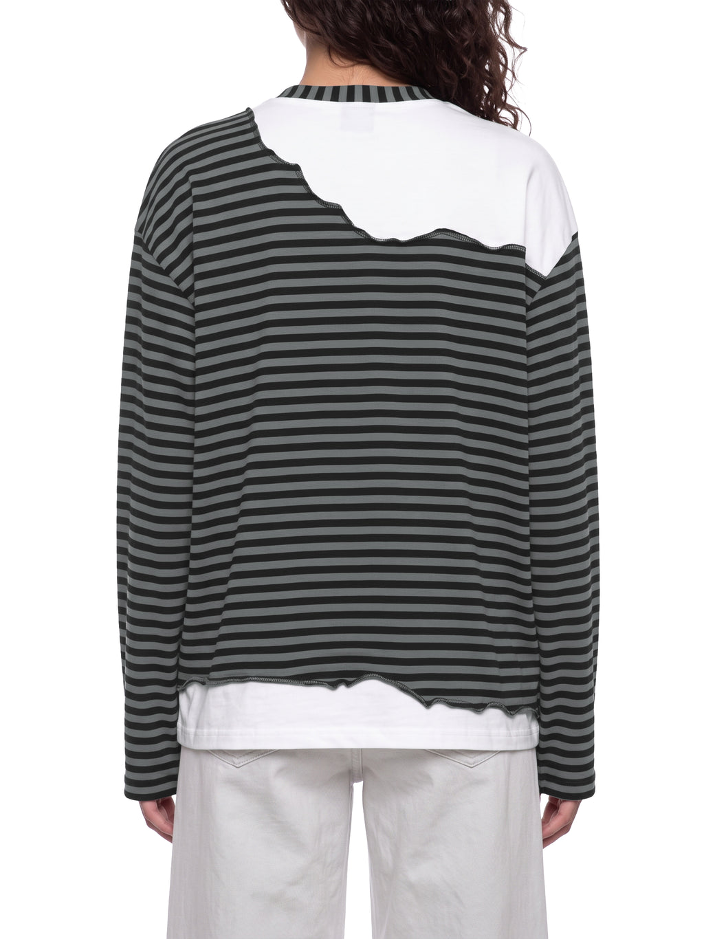 O | striped panel boxy long sleeve t-shirt