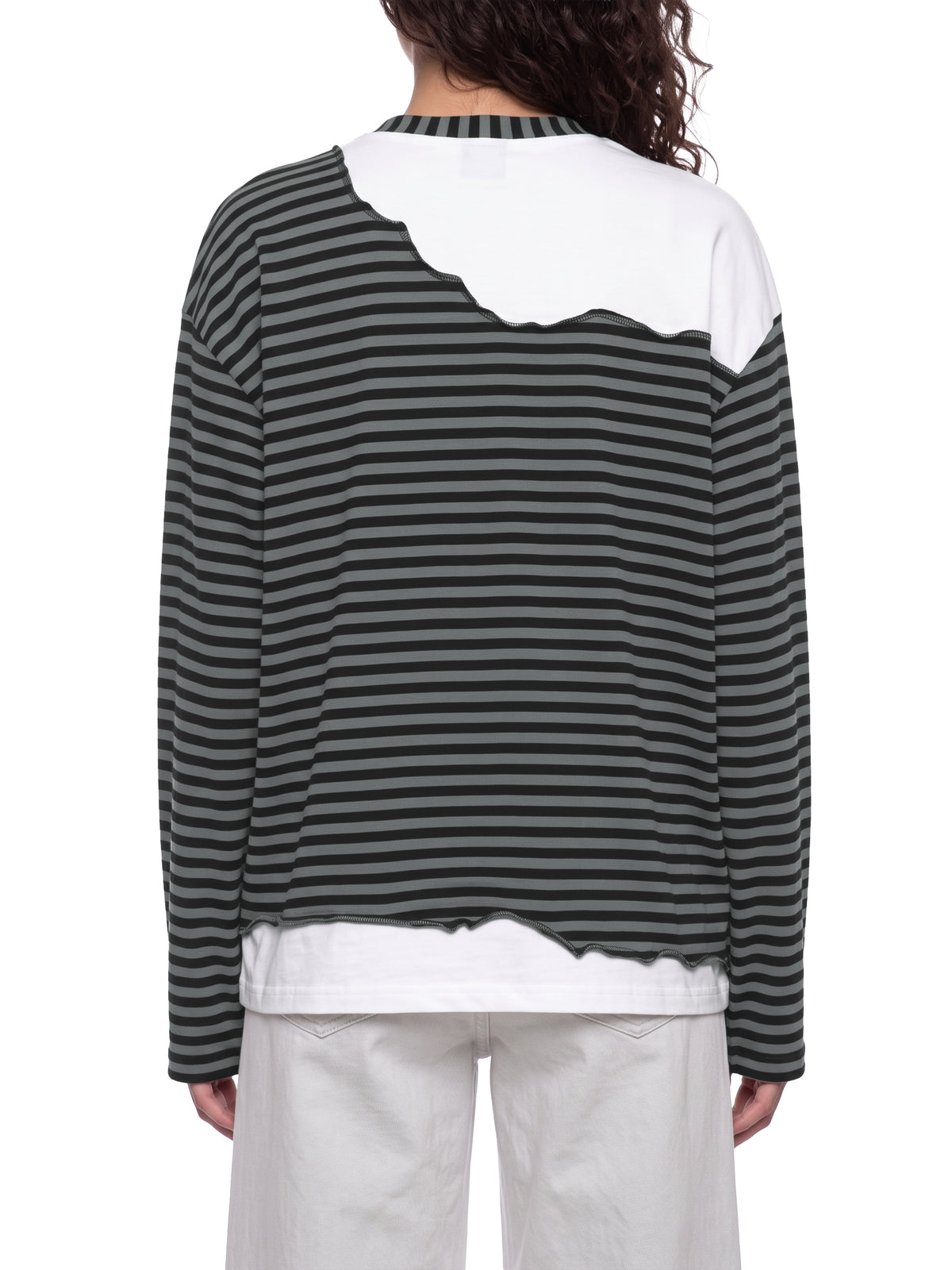O | striped panel boxy long sleeve t-shirt