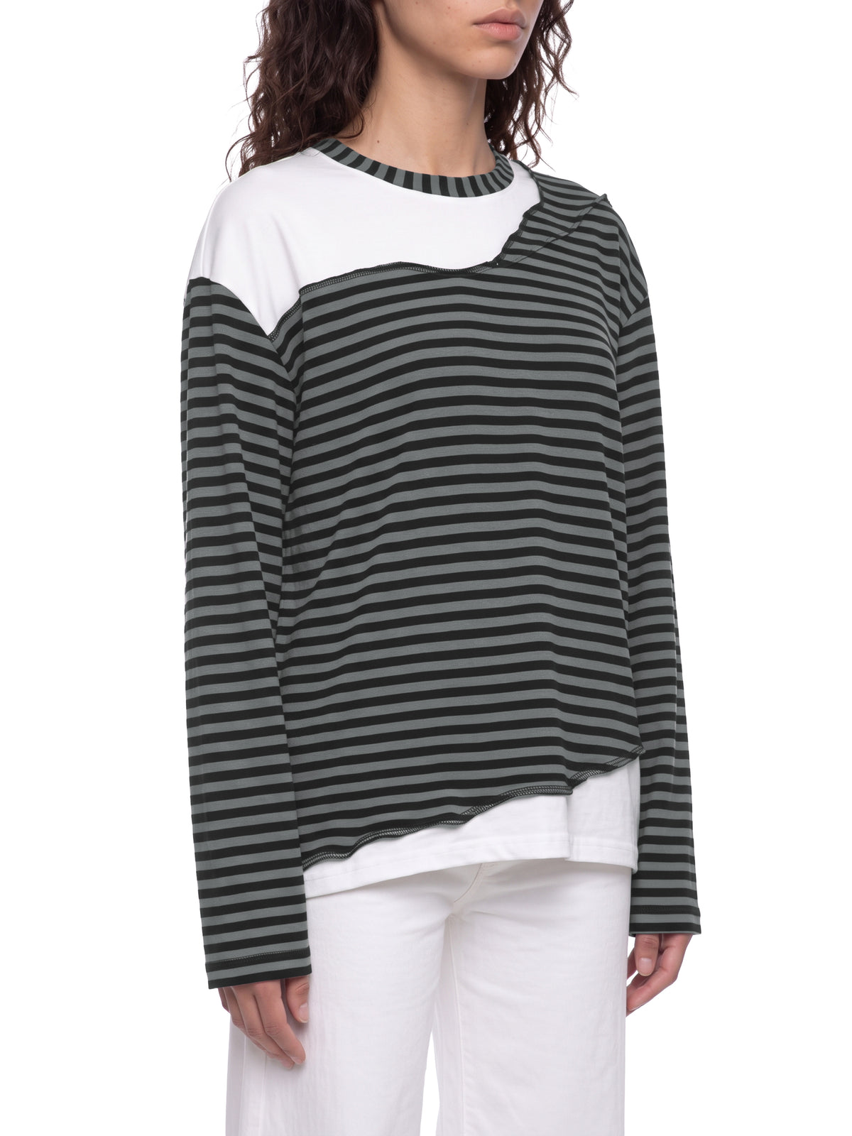 O | striped panel boxy long sleeve t-shirt