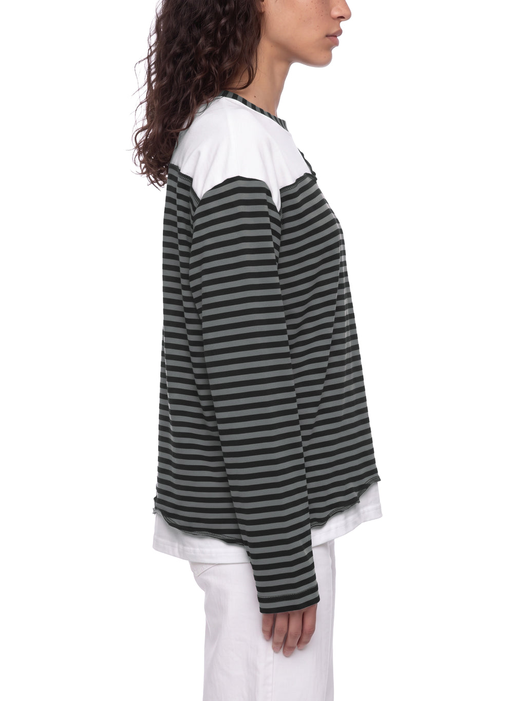 O | striped panel boxy long sleeve t-shirt