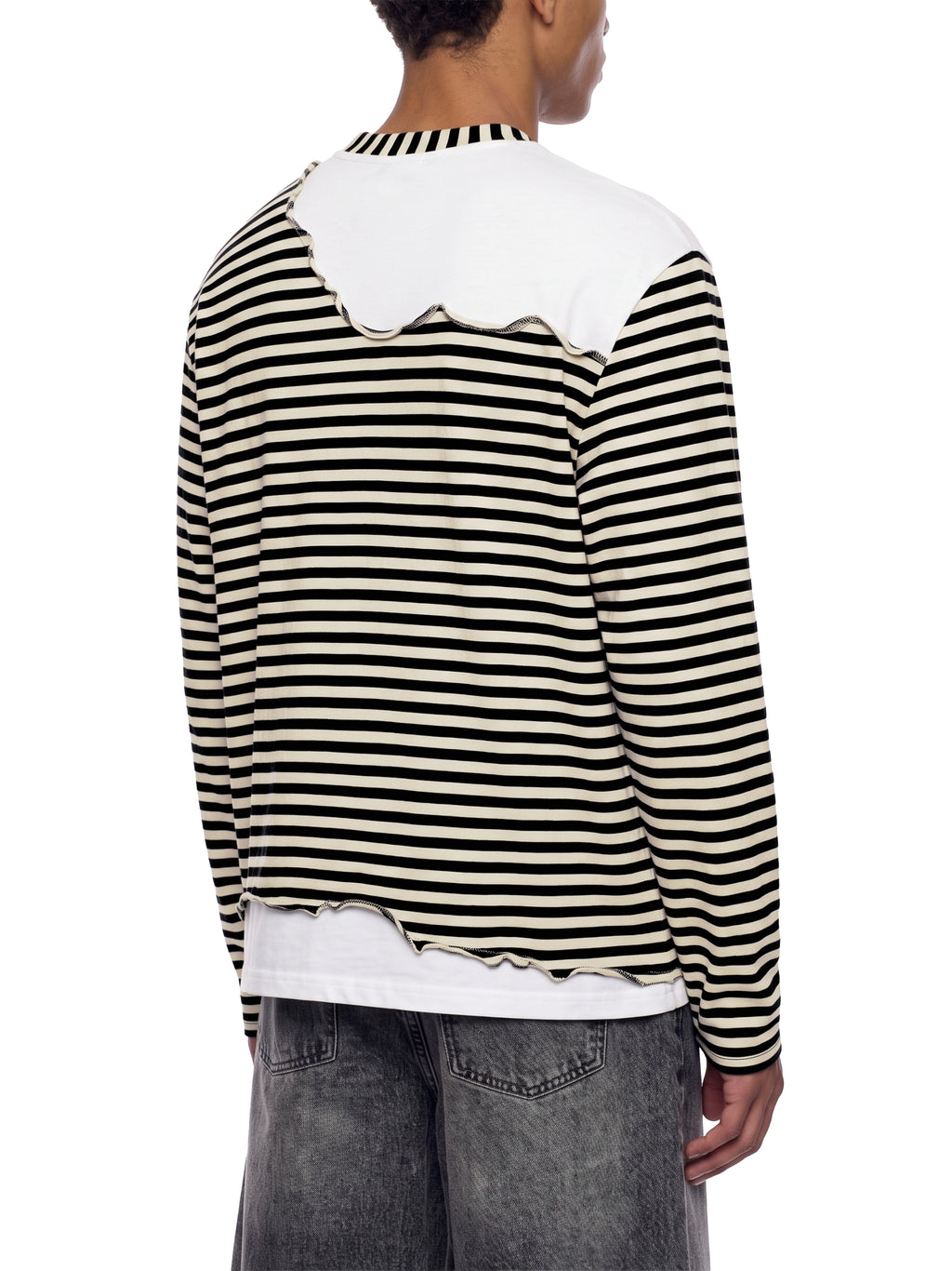 O | striped panel boxy long sleeve t-shirt