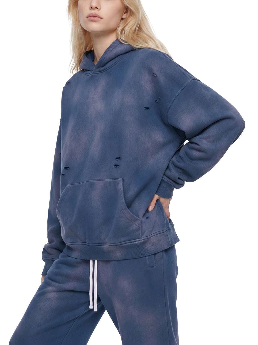 O | sunfade frayed fleece hoodie
