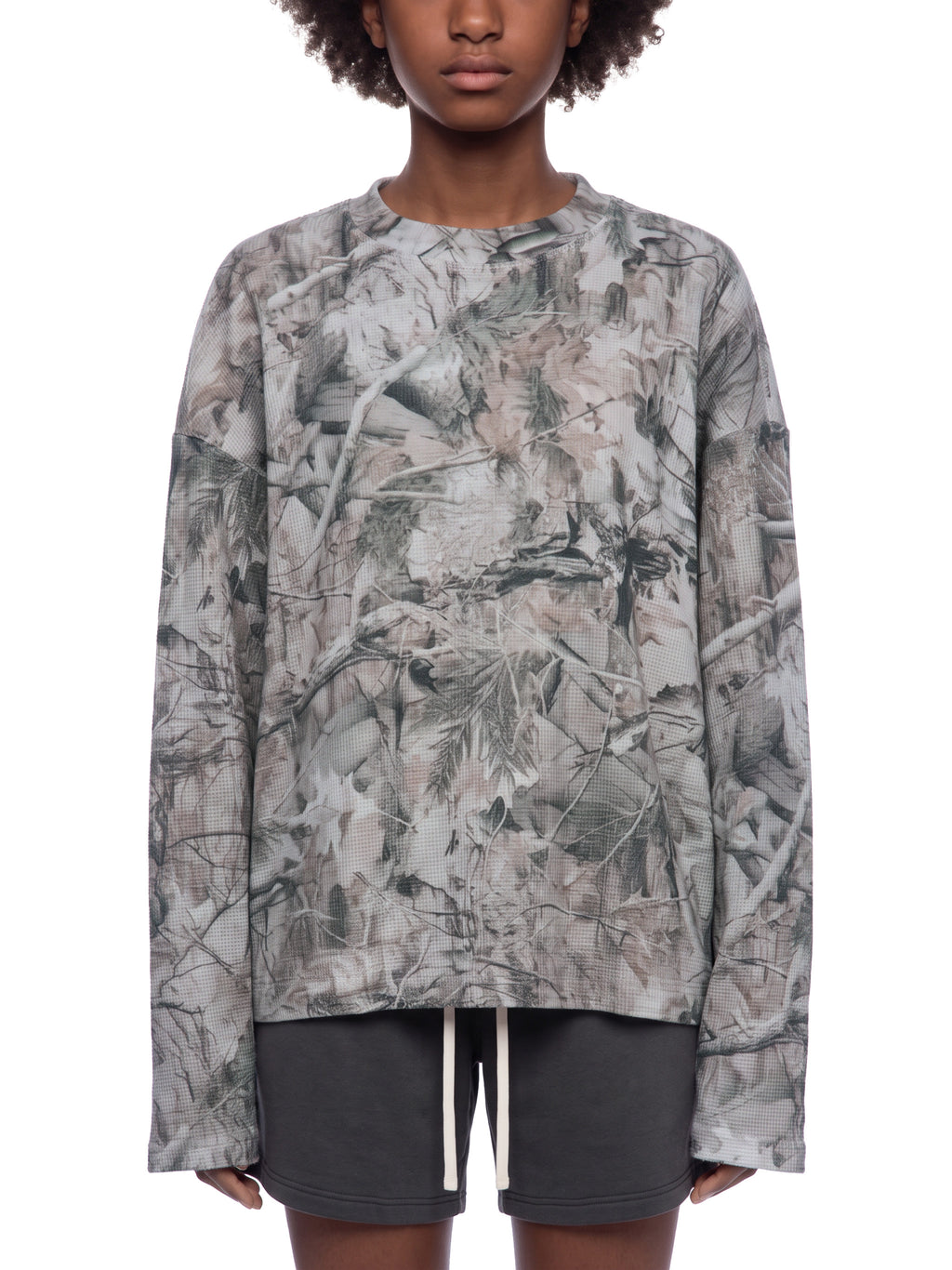 O | tree camo long-sleeve waffle t-shirt
